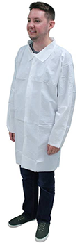 Malt by Impact® 1010-EW-M ProMax® White Microporous Disposable Lab Coat, Snap Front, No Pockets, 30/Case - Medium. Questions & Answers