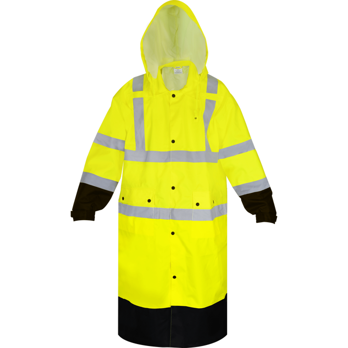 Ironwear® Hi-Vis Yellow Waterproof Rain Coat with Tuckaway Hood, Class 3. Questions & Answers