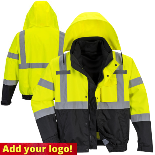 Portwest® US365 Class 3 Hi-Vis Yellow/Black Premium 3-IN-1 Bomber Jacket. Questions & Answers