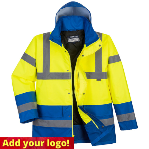 Portwest® US466 Class 3 Hi-Vis Yellow/Royal Blue Contrast Traffic Jacket. Questions & Answers