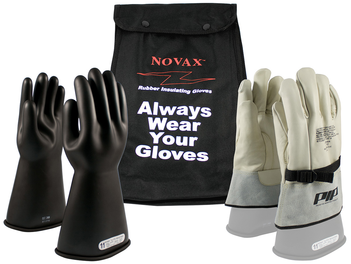 PIP® Novax® 150-SK-1 Class 1 Rubber Insulated Electrical Gloves Kit, Black Gloves with Goatskin Protectors and Bag. Questions & Answers