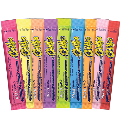 Sqwincher® ZERO Quik Stiks, Single Serve Electrolyte Drink Packets, 20 oz. Yield, Sugar Free, 50/Case. Questions & Answers