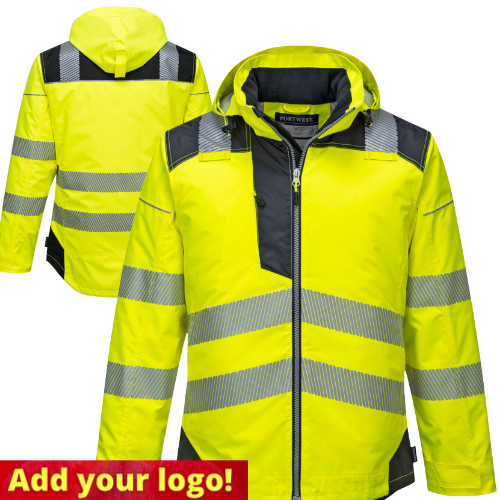 What are the dimensions for the large size of the Portwest T400 Hi-Vis Yellow/Black Winter Jacket?