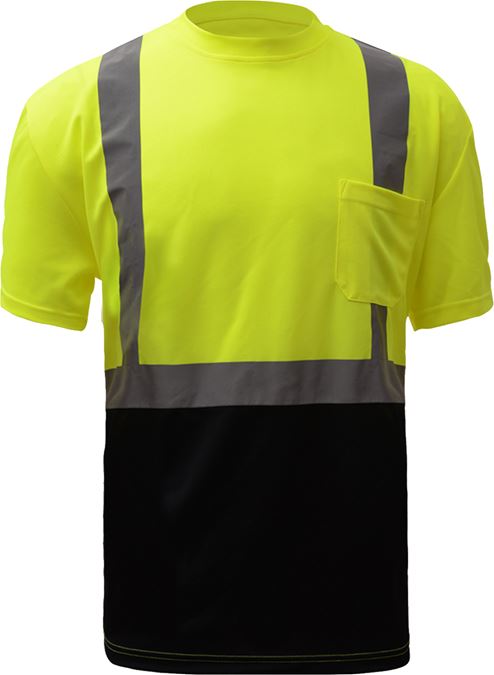 GSS® 5111 ANSI Class 2 Hi-Vis Lime Short Sleeve T-Shirt With Black Bottom. Questions & Answers