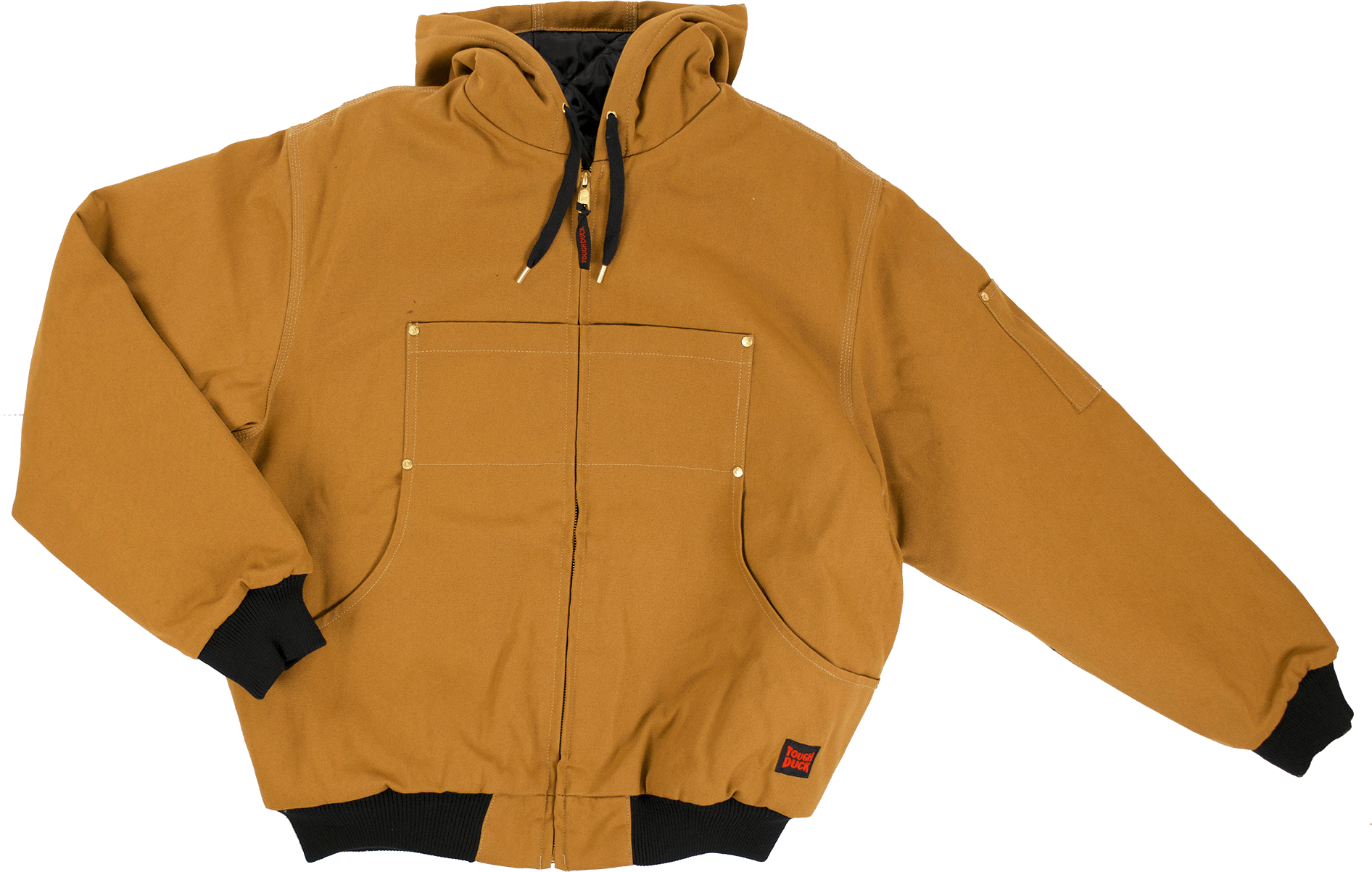 Tough Duck® Workwear WJ30 Brown Hooded Duck Bomber Jacket, Water and Wind Resistant. Questions & Answers