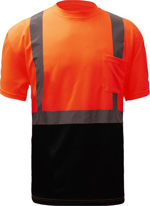 GSS® 5112 ANSI Class 2 Hi-Vis Orange Short Sleeve T-Shirt With Black Bottom. Questions & Answers