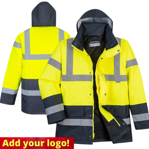 Portwest® US466 Class 3 Hi-Vis Yellow/Navy Contrast Traffic Jacket. Questions & Answers