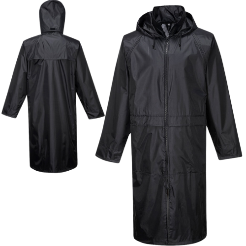 Portwest® S438BKR Black Classic Waterproof Rain Coat, Pack-Away Hood, Vented Back. Questions & Answers