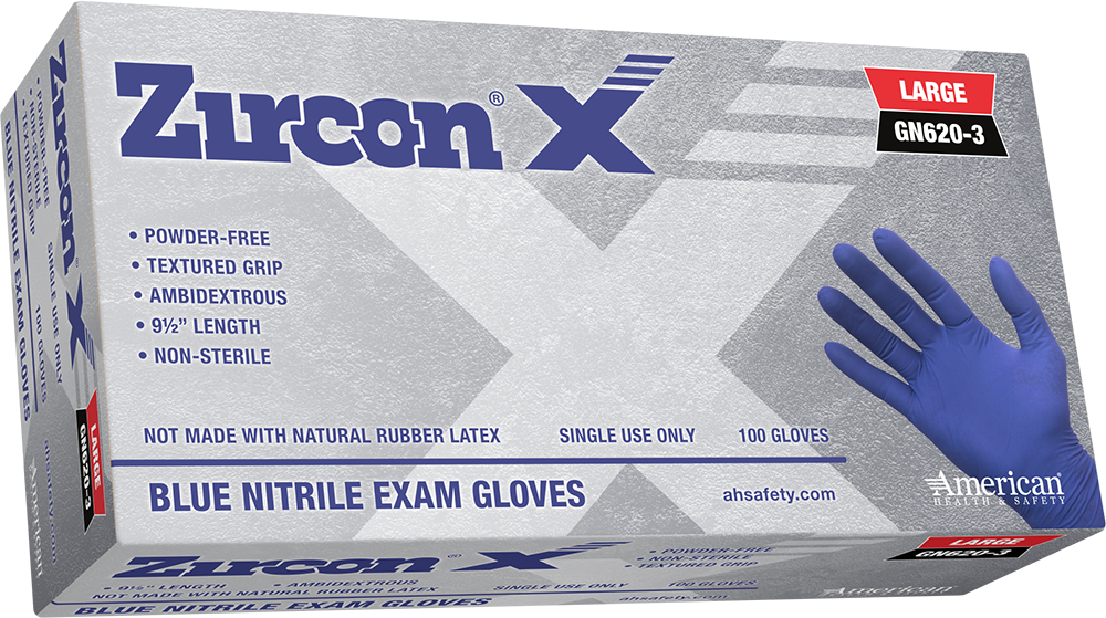 American Health & Safety™ Zircon X™ Nitrile Exam Gloves, 6 mil, Blue, Powder-Free, 1000/Case. Questions & Answers